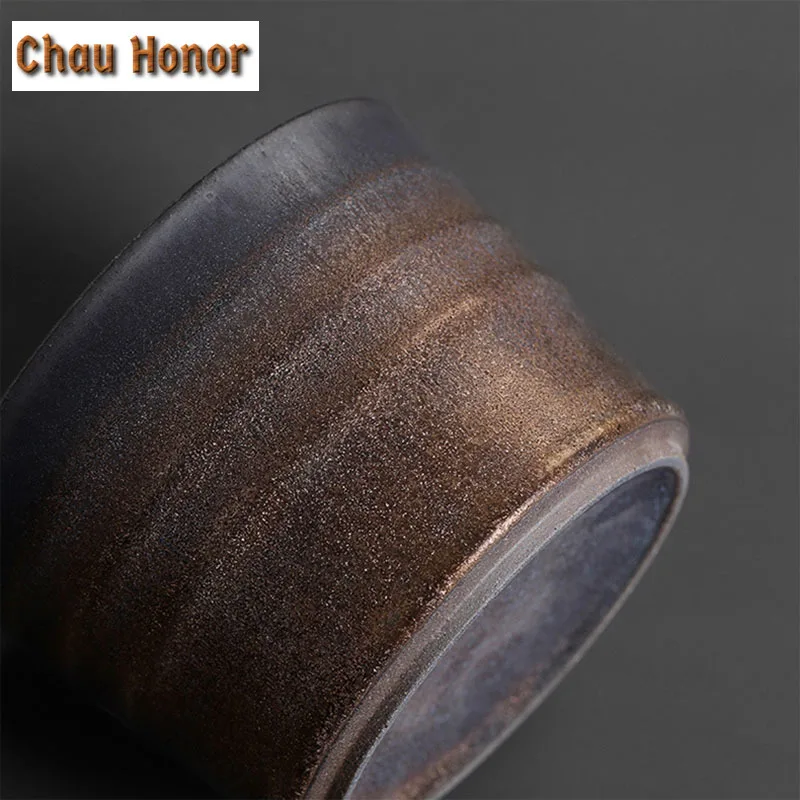 Gilt Ceramic Tea Caddy Wide Mouth Retro Creative Sealed Pu'er Tea Storage Moisture-proof Coarse Pottery Tea Container Tea Tins