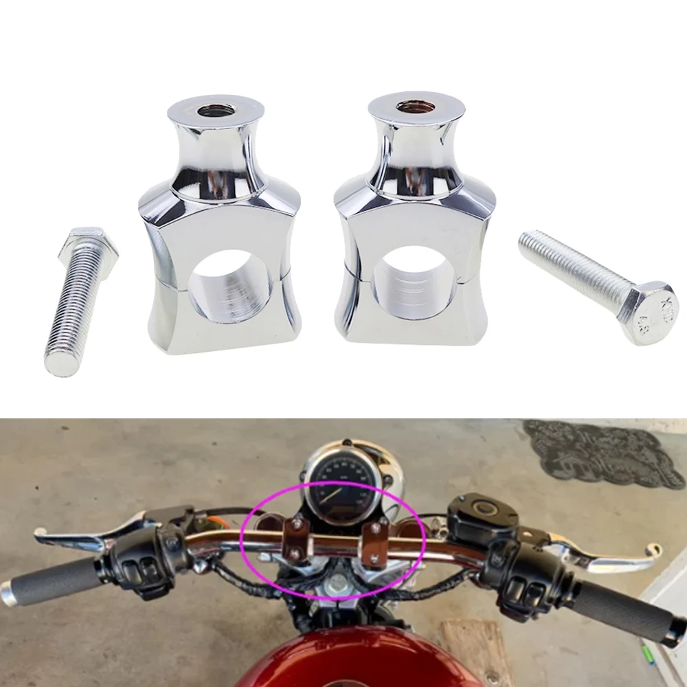 

1" 25mm Motorcycle Heightening Fixed Clamp Handlebar Risers Kit Mount For Harley Sportster Dyna For Honda CBR Bobber Chopper