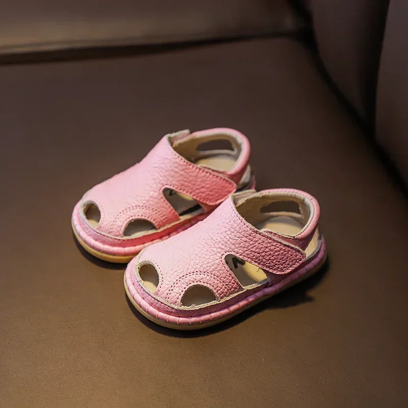 Summer Infant Sandals Baby Girls Boys Anti-collision Toddler Shoes Soft Bottom Genuine Leather Kids Children Beach Sandals children sandals,baby shoes,kids shoes,kids sandals,beach shoes