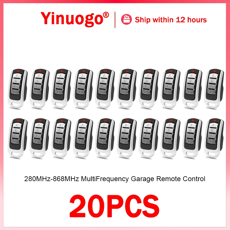 

20PCS MultiFrequency Garage Door Remote Control 315MHz 433MHz 868MHz For Gate Remote Control Garage Door Opener Hand Transmitter