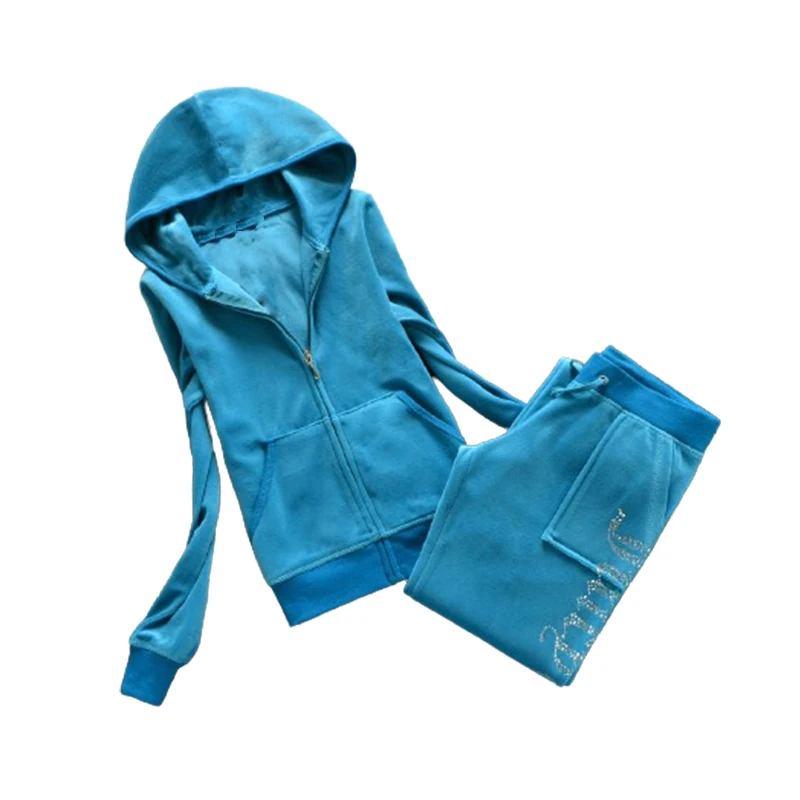 Velvet Tracksuit 2 Piece Outfits for Women Hoodies Fashion Zipper Sweatsuits Velour Pants Set Y2k 2000s Tracksuit