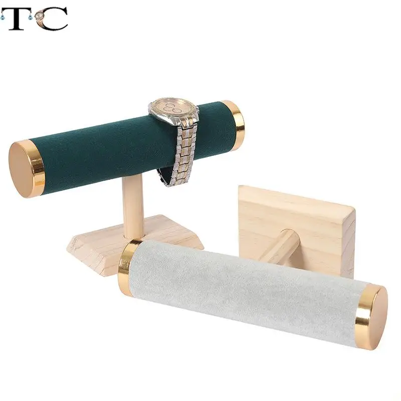 Jewelry Bracelet Display I-Shaped Frame High-Grade Metal Cover Solid Wood Single-Layer Bracelet Anklet Props