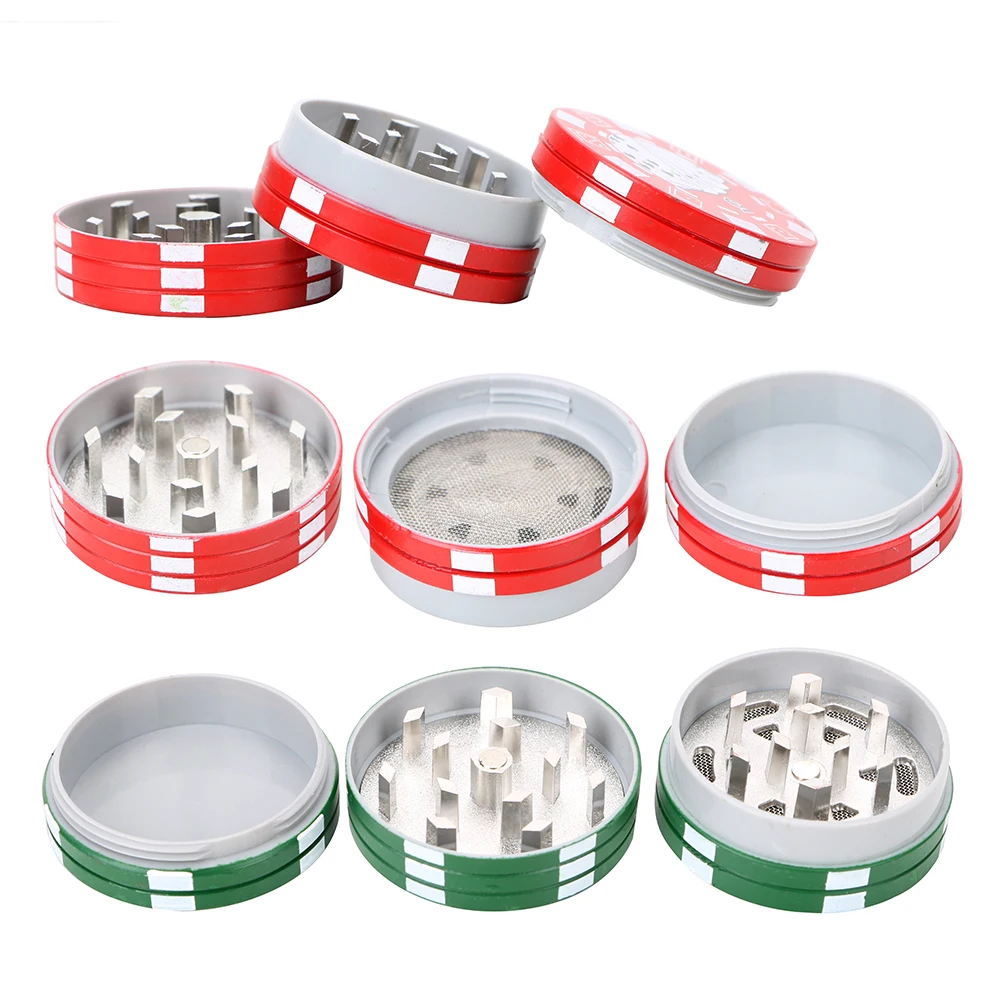 Cigarette Accessories Gadget Smoking Pipe Accessories Poker Chip Style 3-layer Spice Cutter Tobacco Grinder Herb Cutter