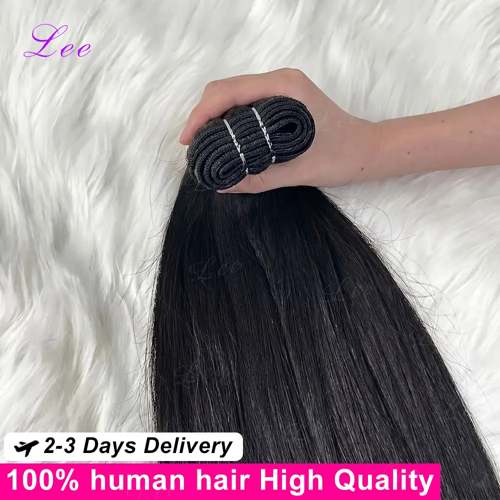Extensions de Cheveux Humains Lisses Brésiliens 16A Remy, 30-32 Pouces, 3, 4 ou 5 Pièces, 100% Cheveux Naturels Non Traités, Noir Naturel 1