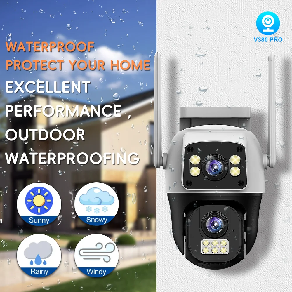 8MP 4G Sim Card Camera Dual Lens Dual Screen Wireless WiFi Outdoor Surveillance Human Detect Security Protection PTZ IP Cameras 4