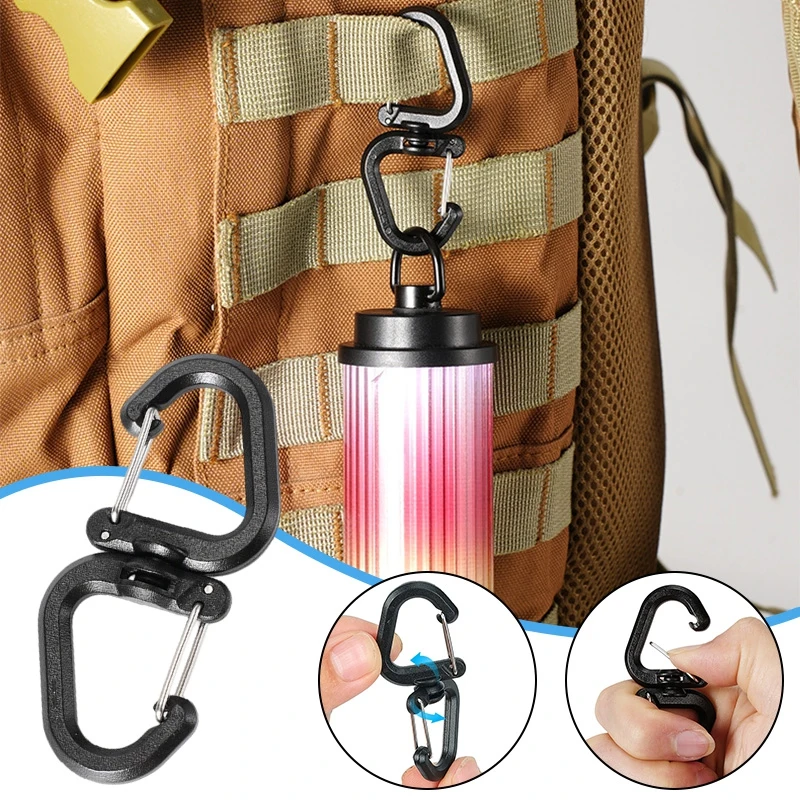 1/5/10 pcs 360 Degree S Chain Hook Black Double Clip Swivels  for Outdoor Camping Backpacks Locking Buckles Hiking Carabiner