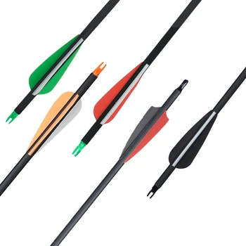 12/24Pcs Mixed Carbon Arrows 31.5 inches TPU Feathers Diameter 7.8mm Spine500 For Recurve/Compound Bow Shooting Hunting Archery