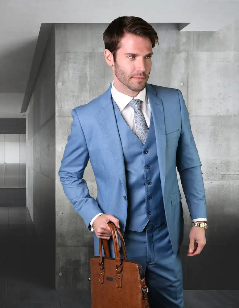 

Full Men's Suit for Wedding Solid Color Three-piece Suit Formal Dresses Single Breasted Suits Single-breasted Tailored Lapels