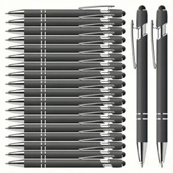 Customizable Personalized Stylus Ballpoint Pen Set - Ideal for Office, School, Journaling, and Art Projects (20 - Pack) (Grey)