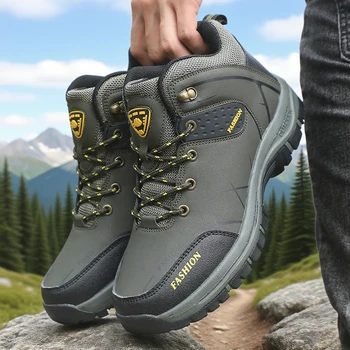 أحذية المشي لمسافات طويلة للرجال مقاومة للماء مريحة ومتينة لربيع الخريف والتخييم والمشي لمسافات طويلة والسفر والصيد أحذية عمل مضادة للانزلاق 6