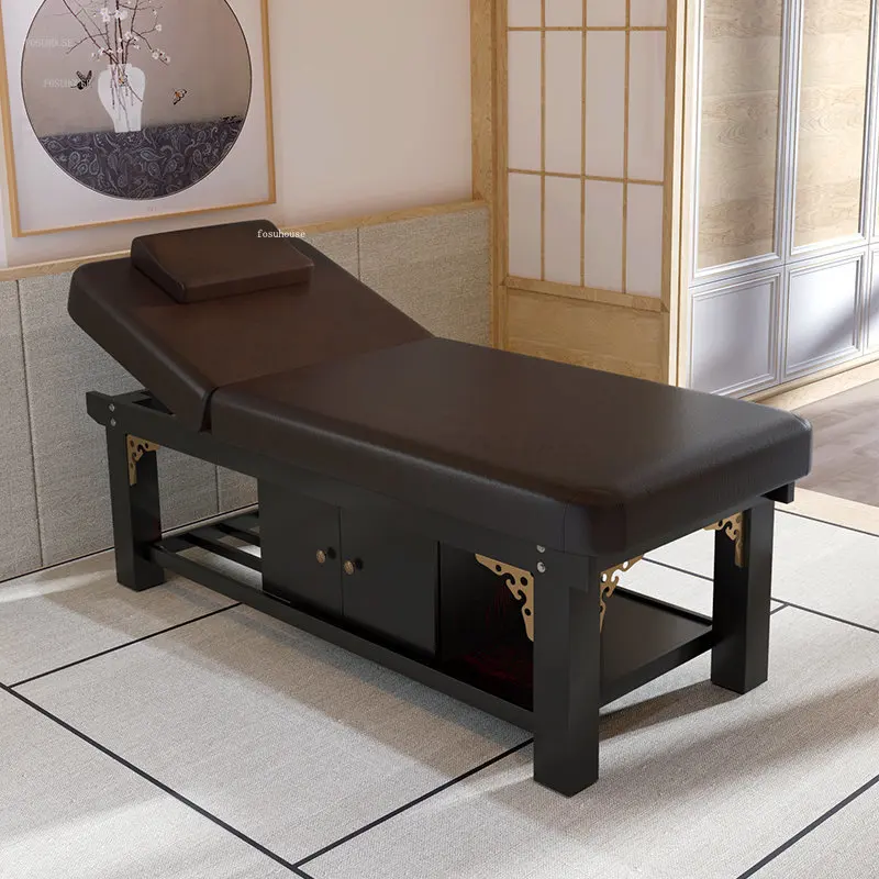 European Solid Wood Massage Tables Beauty Salon Special Multi-functional Moxibustion Therapy Bed with Hole Body Massage Beds C