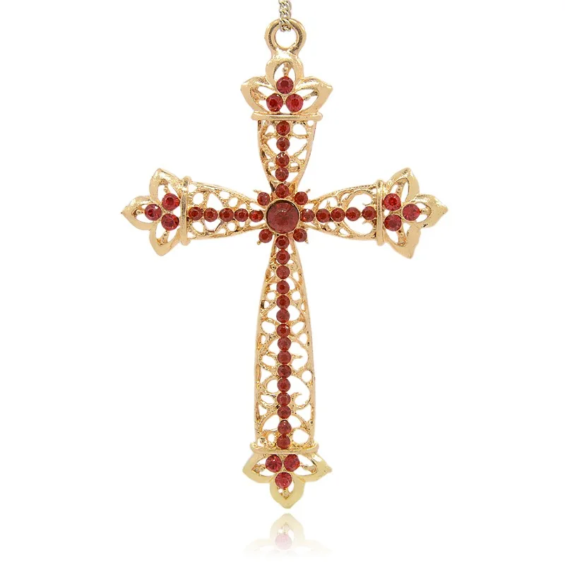 

2Pcs Big Rhinestone Cross Pendant Alloy Religious Charms for Women Necklace Choker Jewelry Making DIY Handmade Crafts Supplies