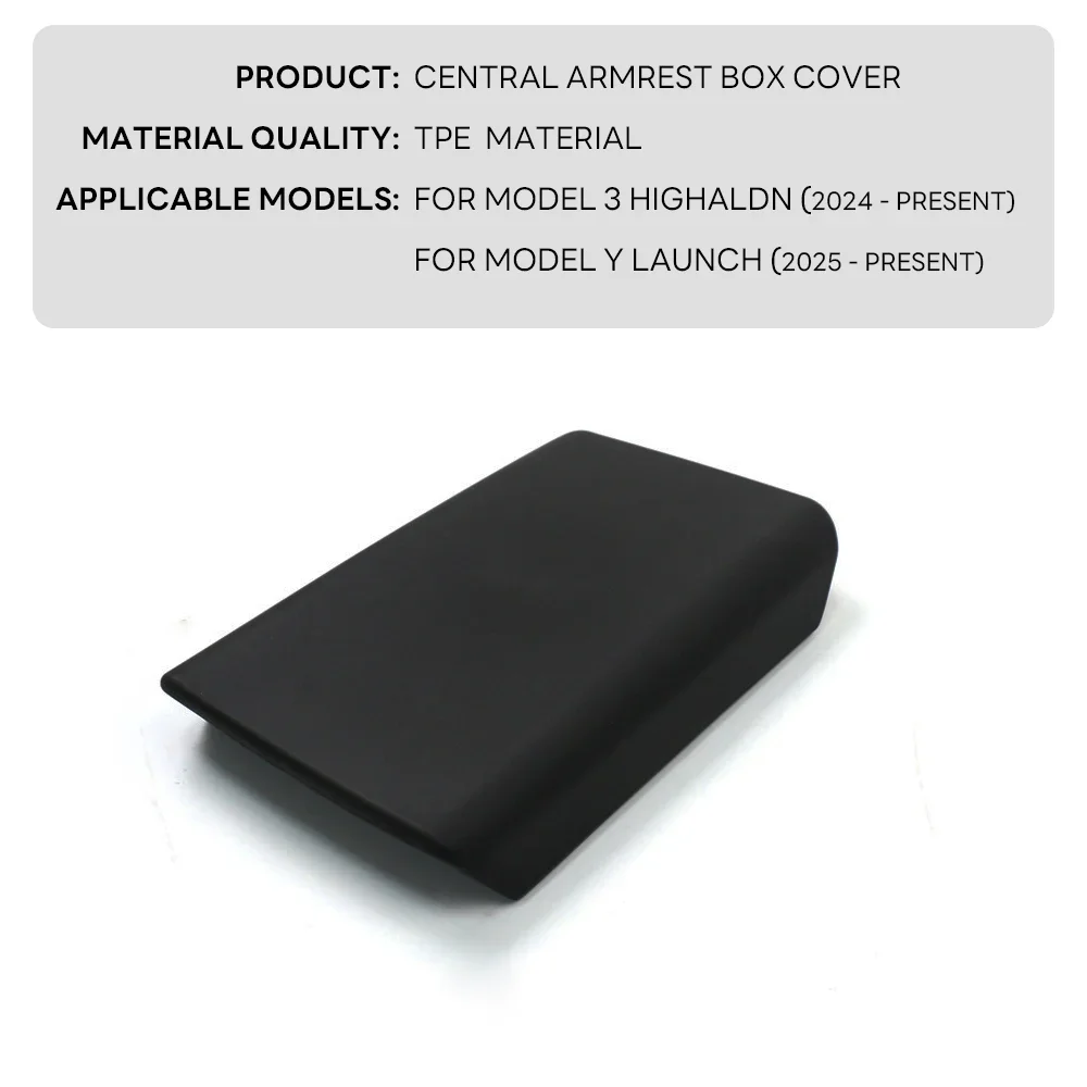 Center Console Armrest TPE Soft Armrest Cover For 2025 Tesla Model Y Juniper Model 3 Lid Accessories Anti-Slip Waterproof