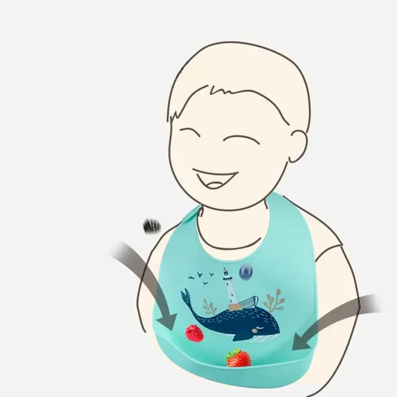 Waterproof Baby Bibs Baby Stuff Cute Solid Printed Kids Bib Girl Boy Adjustable Soft Silicone Bib Baby Feeding Stuff 2