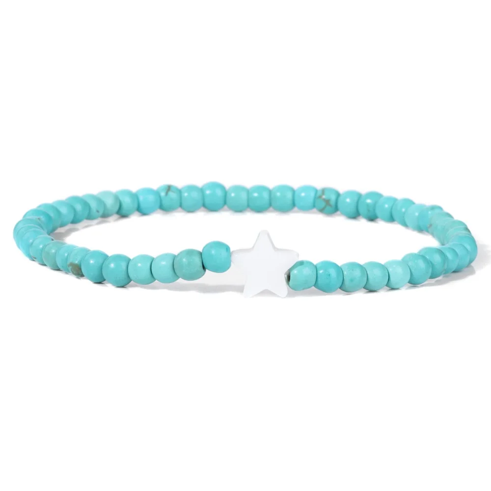 2024 Handmade Healing Energy Turquoise Stone Charm Bracelet - Bohemian Blue and Green Jewelry Gift