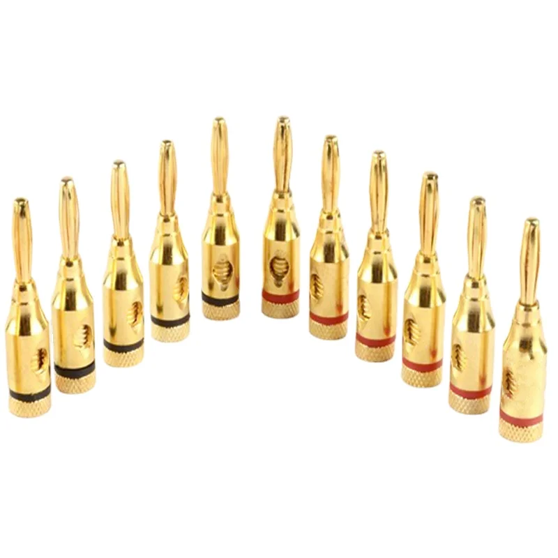 12Pcs Speaker Cable Banana Plug No Welding 4MM Gold-plated Audio Adapter Amplifier Connector Accessories