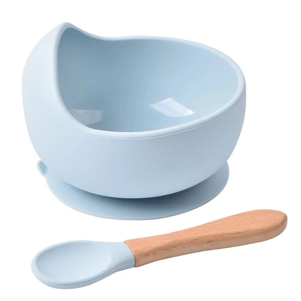 Silicone Cutlery Set Silicone Bowl Food Grade Silicone Baby Feeding Bowl Set Solid Color Waterproof Kids Feeding Bowl with Spoon Children Tableware Dinnerware Set
