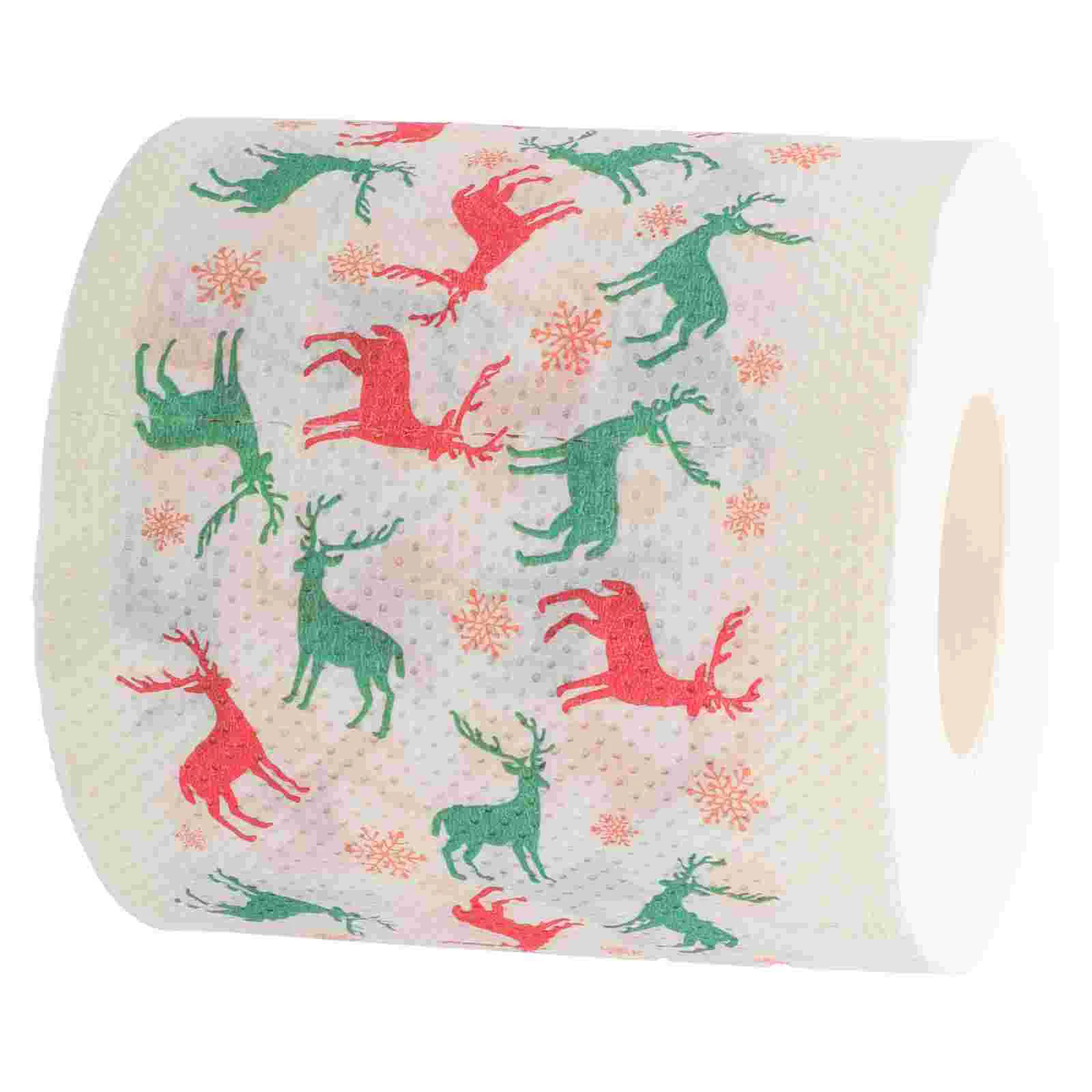 Christmas Deer Tissue Toilet Tissue Supply Household Toilet Wood Pulp Table Printed