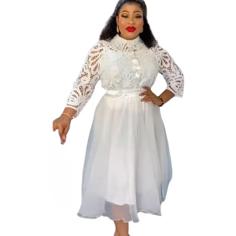 

Plus Size Africa Party Dresses For Women 3 Piece Set Tops And Skirts Suits Elegant Turkey Wedding Gowns Ankara Lace Outfits Robe