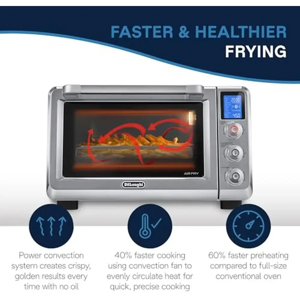 10-in-1 Digital AirFryer Oven with True Convection Technology Internal Light Grills Broils Bakes Roasts Reheats Family-Sized