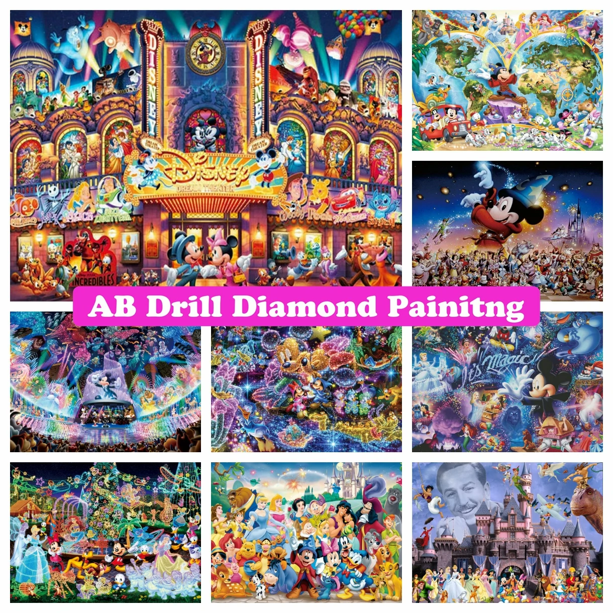 Pintura De Diamantes De Disney Dream Theater Diy Ab Drill, Mosaico De  Dibujos Animados, Mickey Mouse, Bordado, Punto De Cruz, Artesanía Hecha A  Mano, Decoración Del Hogar - Cuadros De Punto De