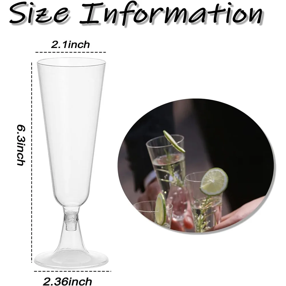 50/25pcs 150ml Disposable Cups Sparkling Champagne Bar Cups Plastic Champagne Flutes Clear Toasting Glasses Weddings Party plastic cups plastic champagne flutes
