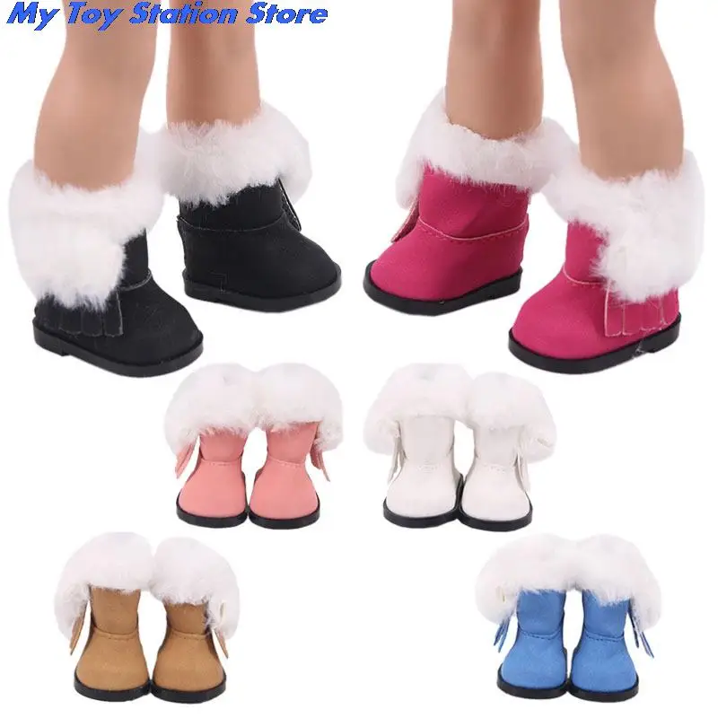 

1Pair 5cm Doll Shoes Plush Snow Boots Multicolor Shoes Fit 14.5 Inch Dolls Accessories