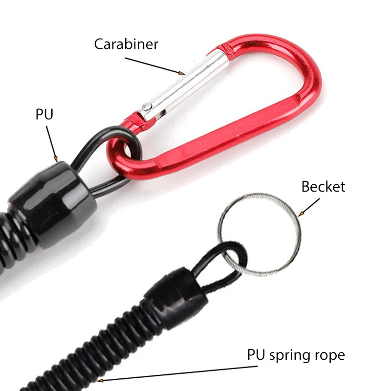 Fishing Rope 5pcs Fishing Lanyards Tactical Retractable Spring Elastic With Carabiner Camping Anti-lost Phone Keychain