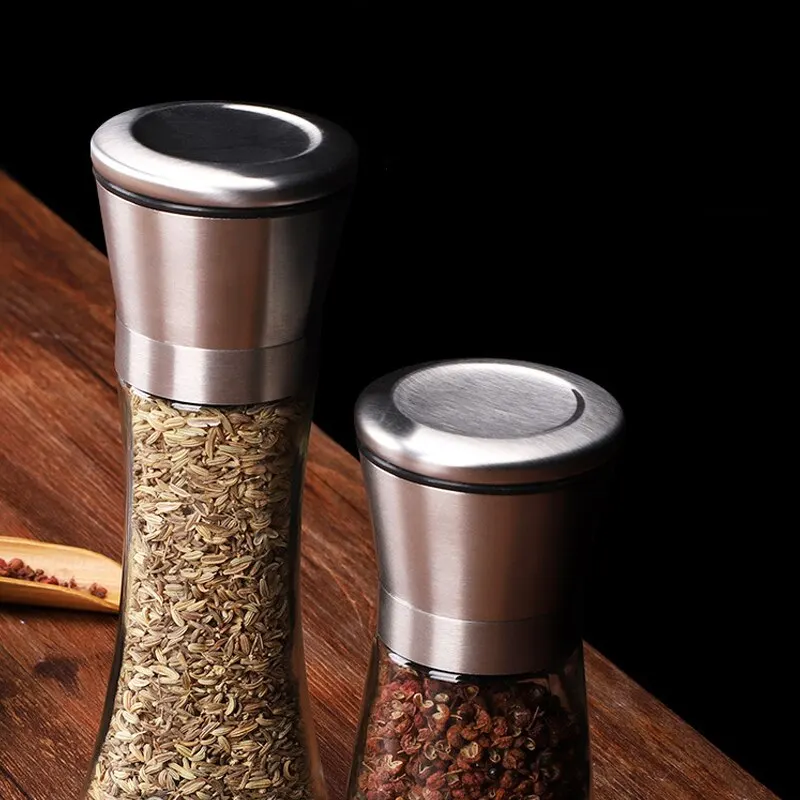 Salt Pepper Grinder Spices Bottle Seasoning Jar Stainless Steel