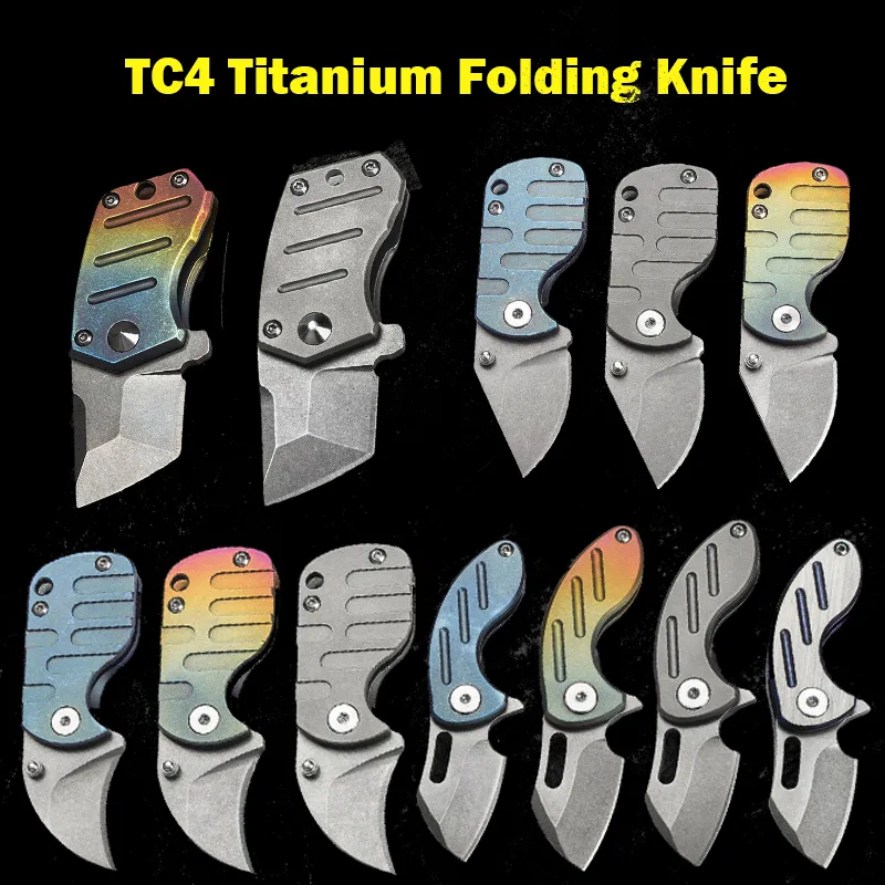12 Styles Titanium Alloy Folding Knife S35VN Steel Bottle Opener Rotary MINI Knife Outdoor Survival Camping Portable EDC Tool