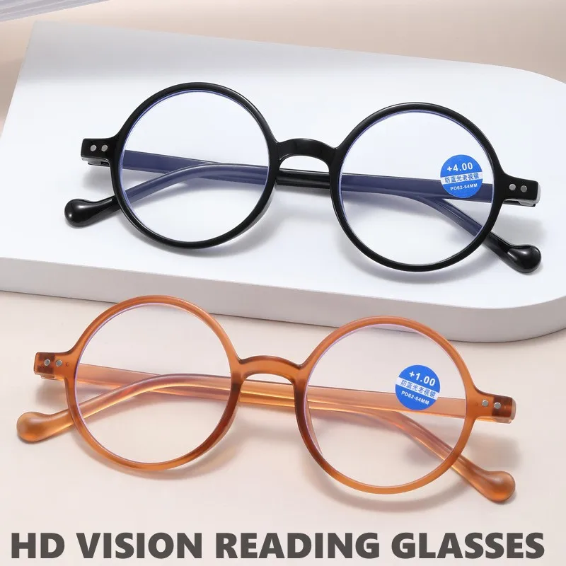 

2023 Trendy Round Frame Reading Glasses Blue Light Blocking Hyperopia Eyewear Diopters Men Women Vintage Ultralight Eyeglasses