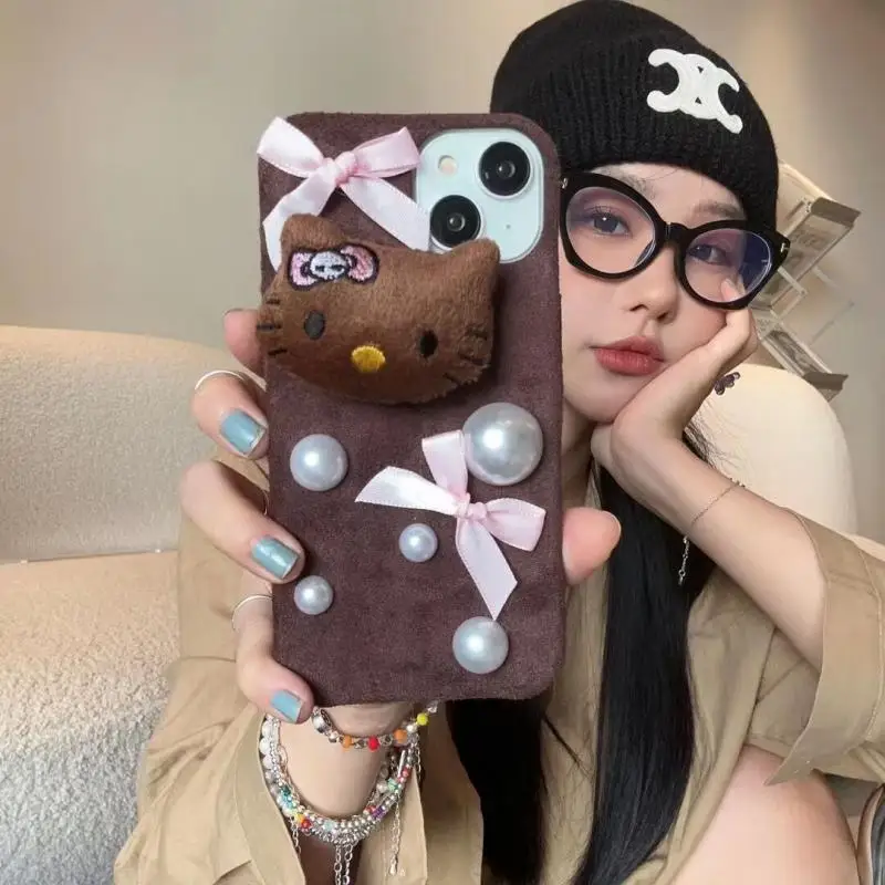 

Kawaii Sanrio Cell Phone Case Hello Kittys Accessories Cute Cartoon Anime Apply Iphone15121314Promax Anti-Fall Toys Girls Gift