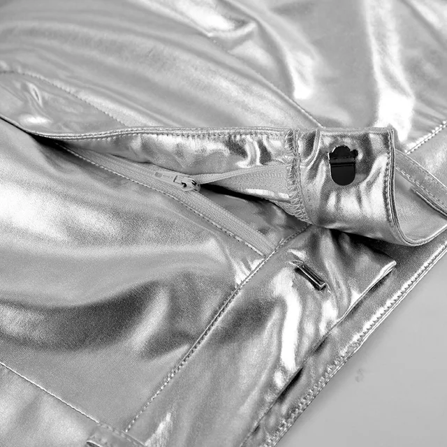 GetSpring-Falda recta plateada de tela reflectante para mujer, falda larga  dividida de cintura alta que combina con todo, novedad de otoño, 2023 -  AliExpress