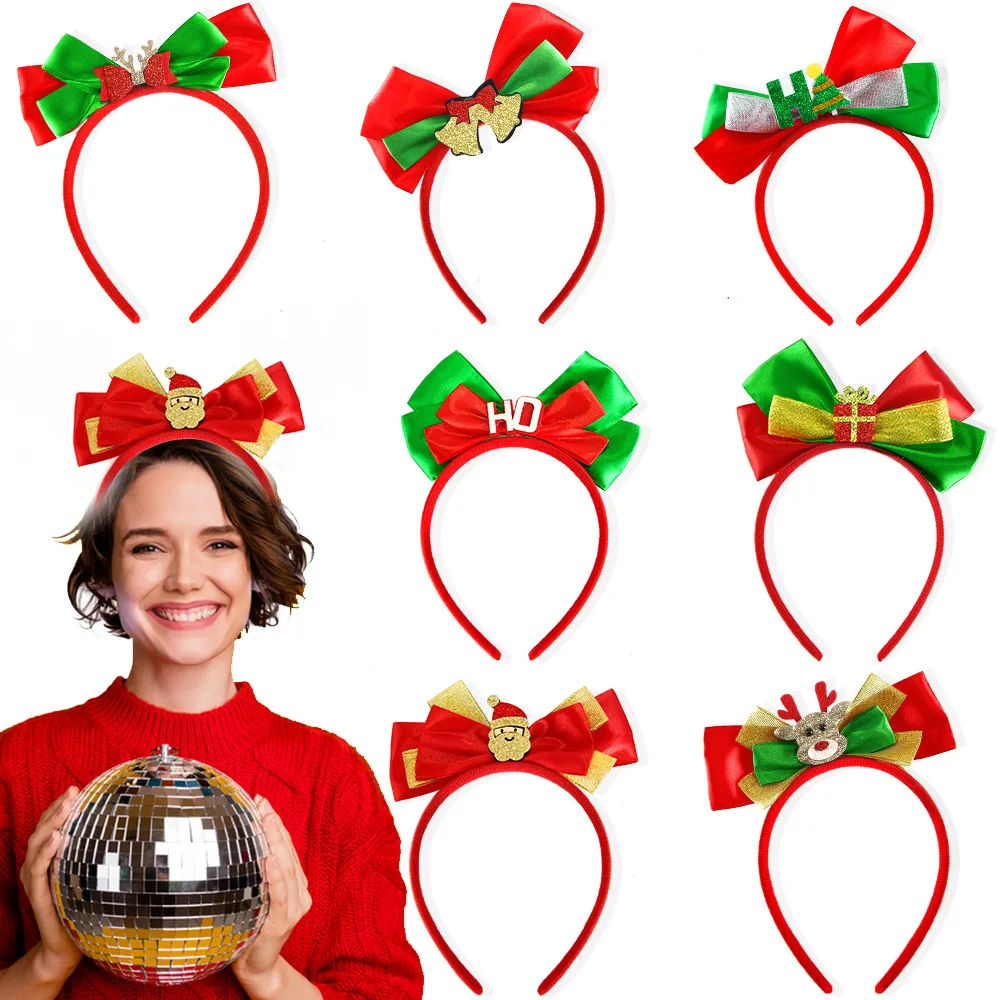 Christmas Decorations, Christmas Party Headbands, Santa Claus, Elk, Bell Headbands, Bow Headbands