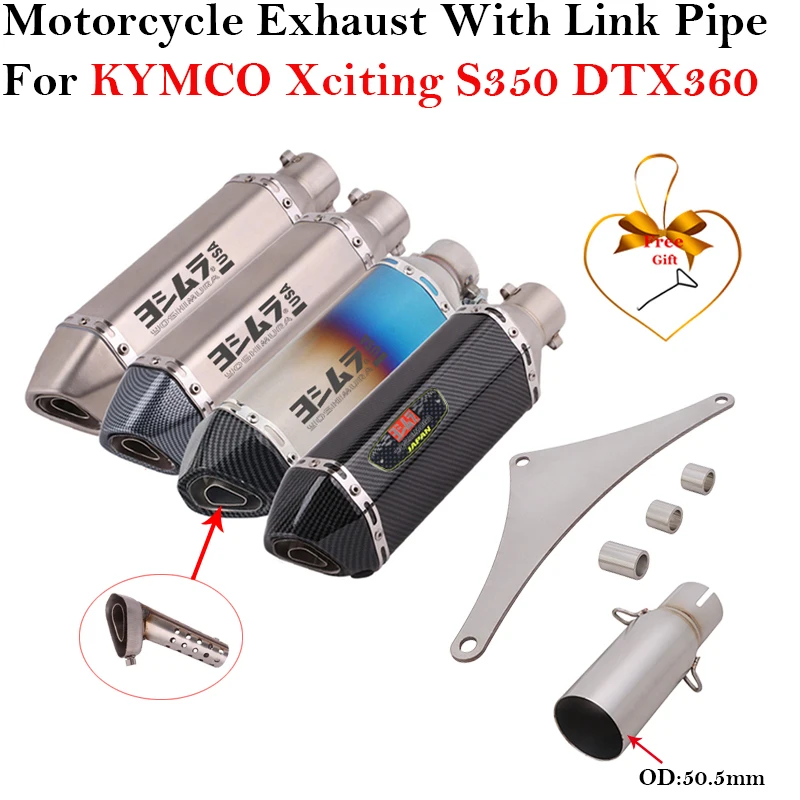 

For KYMCO XcitingS350 S350 DTX360 DT X360 Motorcycle Exhaust Escape Modify Middle Link Pipe Connecting 51mm Muffler DB Killer