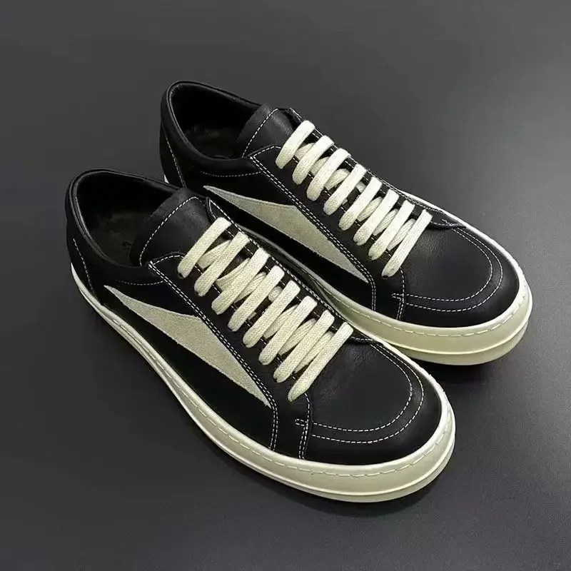 New Men's Leather Casual Trendy Thick Bottom Skateboarding Shoes Youth Fashion Thick Bottom Sports Shoes_vogvips.com