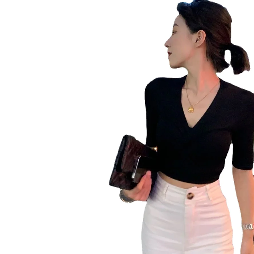 

2023 Suit Clothes Sexy V-neck Straps T-shirt + High Waist Wide Leg Straight Pants Y2K Korean Fashion