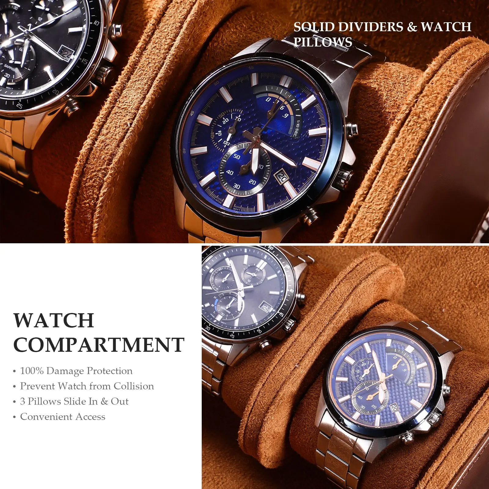 Watch Case Box Travel Men Organizer Storage Holder Jewelry Retro Watches Pouch Mens Roll Display Pocket Gift Bracelet Bands