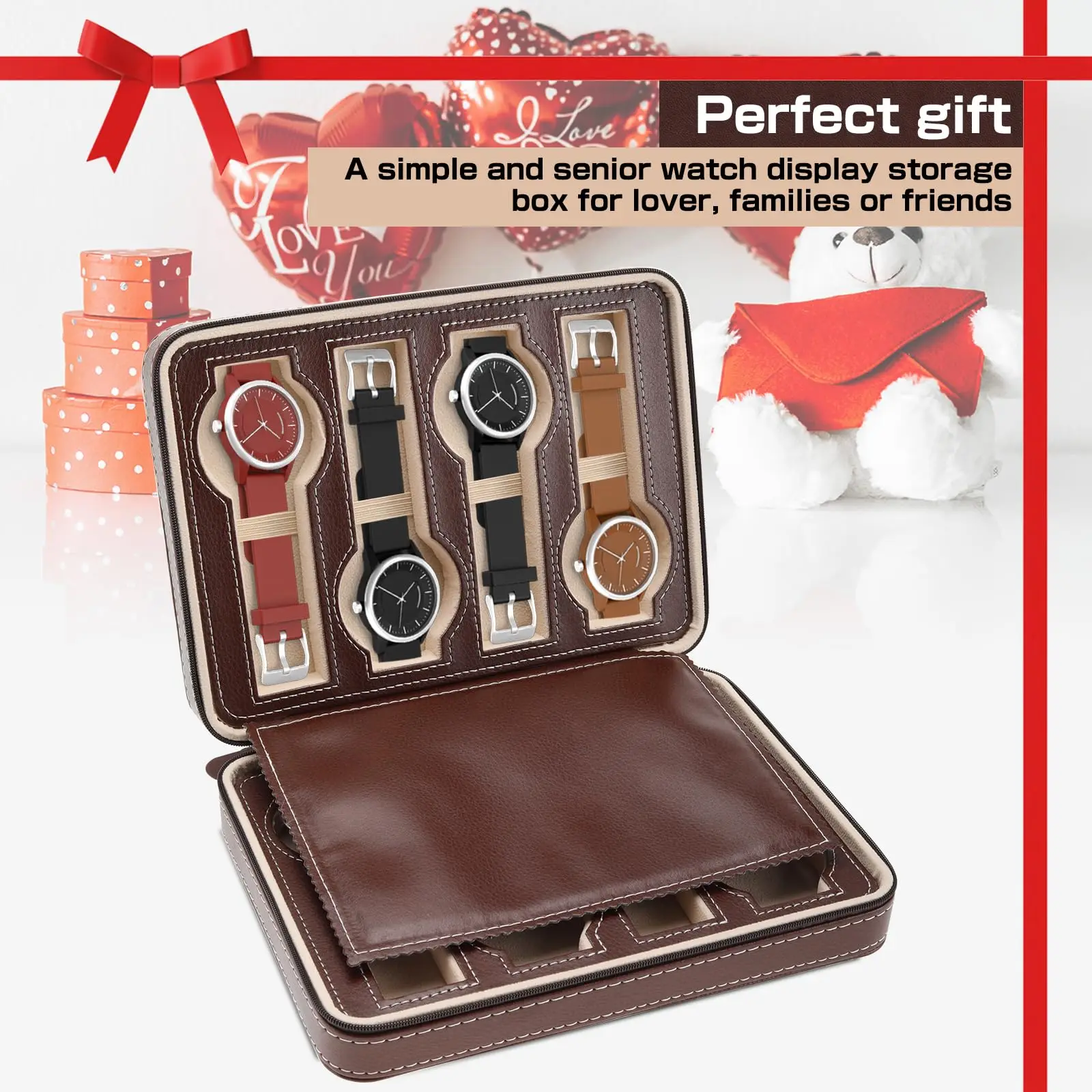 VANSIHO Classic Multiple Positions Travel Storage Bag Embedded Portable Watch Storage Box For Watch Protection