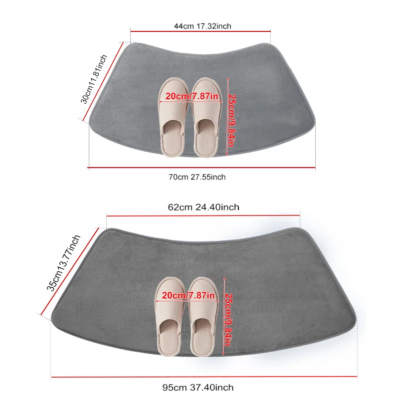 2025 Solid Color Flannel Bath Mat PVC Bottom Curved Fan-shaped Floor Mats High Quality Soft Absorbent Non-slip Mat for Bathroom