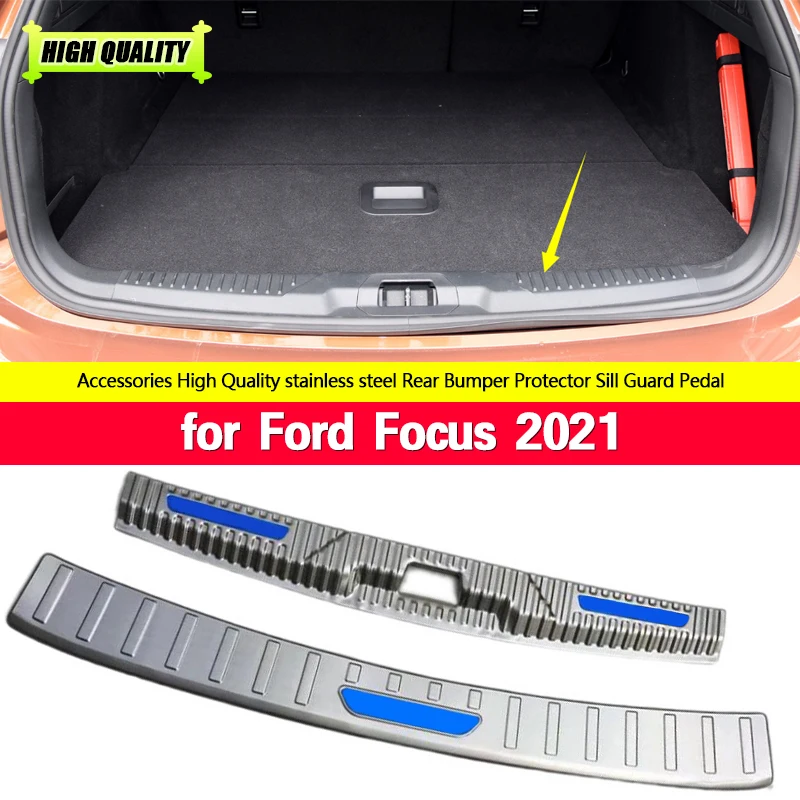 

Для Ford Focus 2021 Высококачественная задняя крышка из нержавеющей стали внутренняя и внешняя Накладка на порог