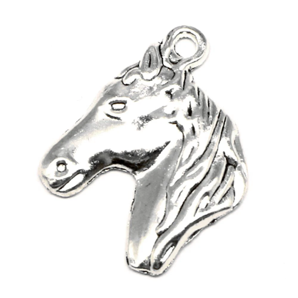 

50pcs Wholesale Jewelry Lots horse's Head Charms Pendant Supplies For Jewelry Materials 23x30mm