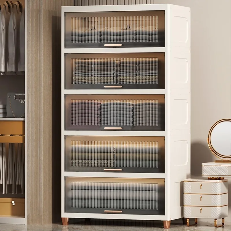 

Plastic Storage Bins - 5 Drawers Flip Open Storage Bins, Plastic Home Storage Organizer, Tall Organizer Tower for Bedroom