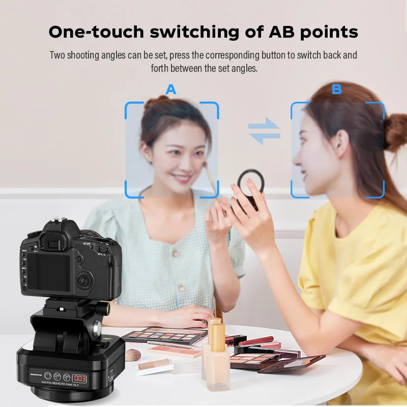 SOONPHO M4 Pro Camera Motorized Tripod Head Automatic Rotating Wireless Remote Control Camera Holder Water Proof Video Shooting