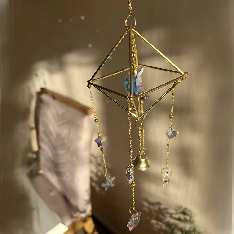 Colorful Metal Rainbow Star Moon Wind Chimes, Sun Catcher Outdoor Window Home Decoration Garden Car Pendant