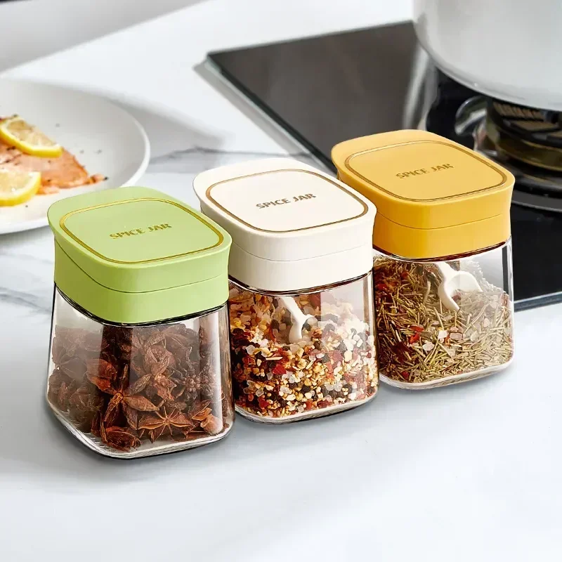 

Kitchen Box Pepper Jar Seasoning Set Storage Combination Salt Glass Bottle