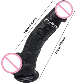 25CM Black Liquid Silicone Huge Dildo Soft Realistic Penis For Vagina G-spot Stimulator Powerful Suction Cup Sex Toys for Woman 3