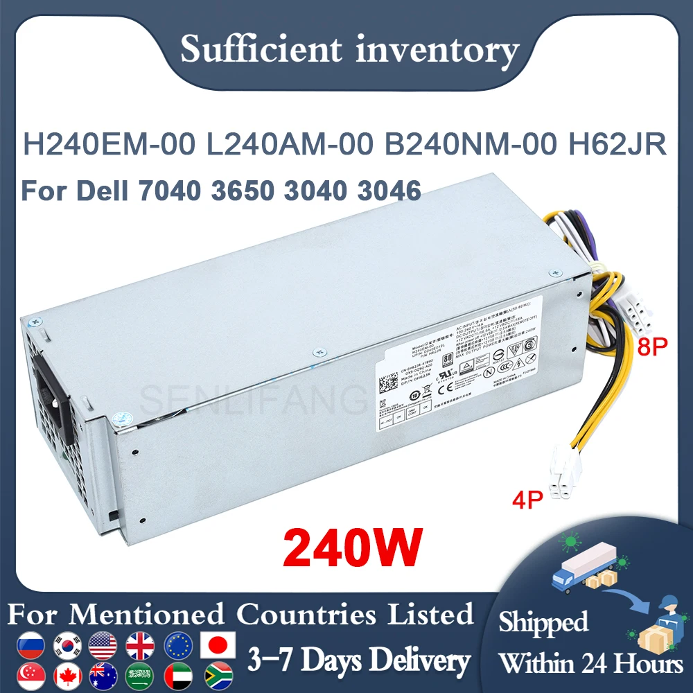 Fonte de Alimentação para Dell 8pin 240w H240em00 B240em-00 B240em-00 D240ed-00 H62jr Dell Optiplex 3040 3046 3050 5040 7040 7050 V3250 Novo