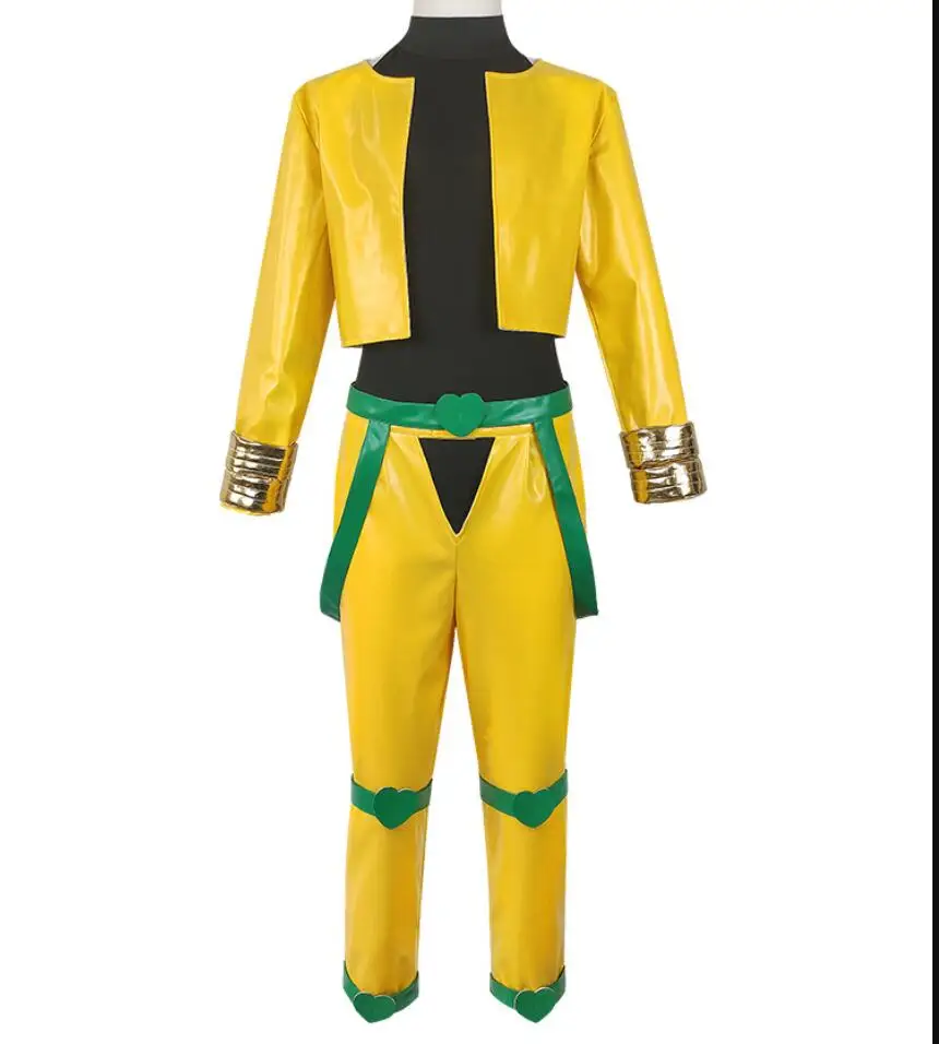 

Anime Cosplay Dario Brando Costume Mens Yellow Coat Pants Tshirt Uniform Halloween Outfit Christmas Performance Suit