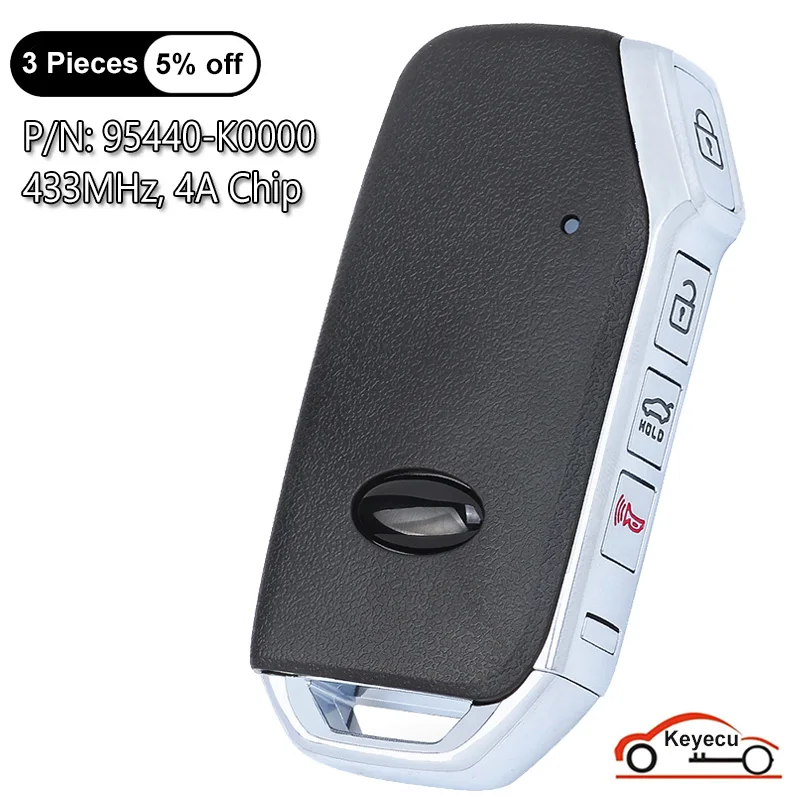 

KEYECU 4 Buttons 433MHz 4A Chip for KIA Soul 2019 2020 2021 Auto Keyless Go Smart Remote Control Key Fob P/N: 95440-K0000